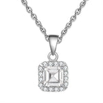 Load image into Gallery viewer, Square Halo Pendant Necklace Sterling Silver Cz Womens by Ginger Lyne - White Gold

