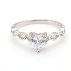 Allie Engagement Ring Cz Heart Gold Sterling Silver Women Ginger Lyne - Gold,10