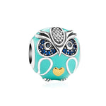 Load image into Gallery viewer, Owl Charm European Bead Blue CZ Sterling Silver Ginger Lyne Collection - Owl-107
