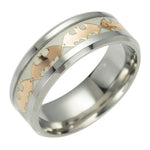 Load image into Gallery viewer, Glow in the Dark Bats Steel Wedding Band Ring Men Women Ginger Lyne - Gold/Inlay,11.5
