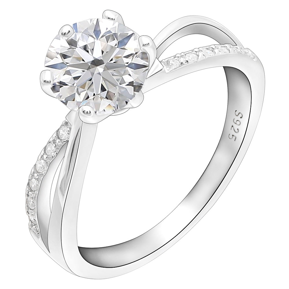 Kerri Engagement Ring Solitaire Cz Sterling Silver Womens Ginger Lyne - 9