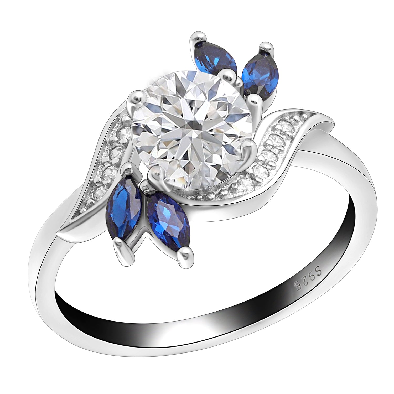 Cherish Engagement Ring Sterling Silver Blue Marquise Women Ginger Lyne - 9