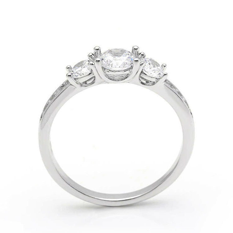 Anastasia Engagement Ring Sterling Silver 3 Stone Wedding Ginger Lyne - 10