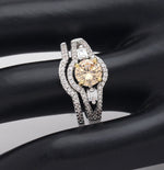 Load image into Gallery viewer, Sasha Bridal Set Champagne Cz Engagement Ring Band Womens Ginger Lyne - 10
