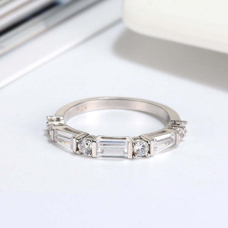 Baguette Cz Anniversary Band Ring Sterling Silver Womens Ginger Lyne - 10