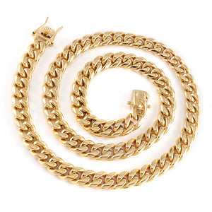 Cuban Link Chain Necklace Gold Stainless Steel Hip Hop Men Women Ginger Lyne - Gold-10mm-30