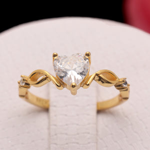 Allie Engagement Ring Cz Heart Gold Sterling Silver Women Ginger Lyne - Gold,10