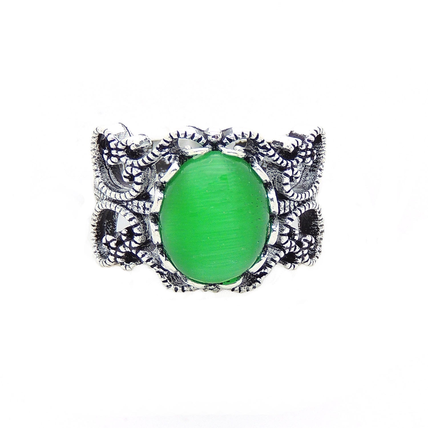 Filigree Green Fire Opal Statement Ring Women Ginger Lyne Collection - Green,9