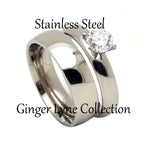 Load image into Gallery viewer, Sabrina Bridal Set Cz Stainless Steel Band Ring Womens Ginger Lyne - 10
