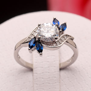 Cherish Engagement Ring Sterling Silver Blue Marquise Women Ginger Lyne - 6