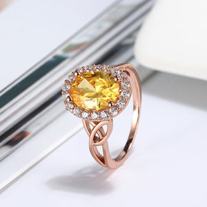 Halo Yellow Cz Engagement Ring Rose Gold Sterling Womens Ginger Lyne - 6